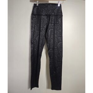 DIXXON Black Paisley Print High Waisted Leggings Size M EUC